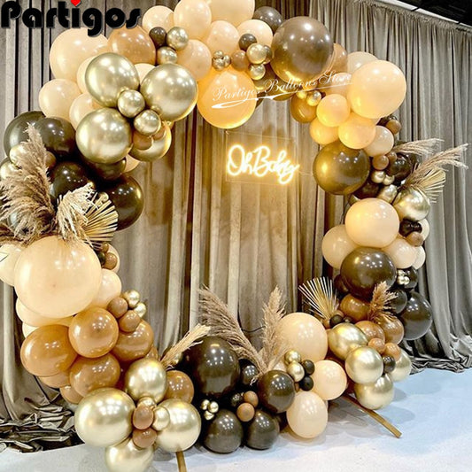 Kit de arco de globos café marrón Color piel decoración del banquete o fiestas