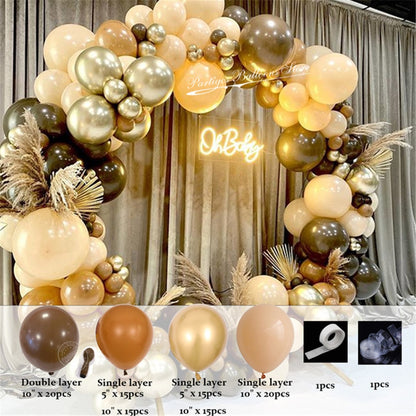 Kit de arco de globos café marrón Color piel decoración del banquete o fiestas