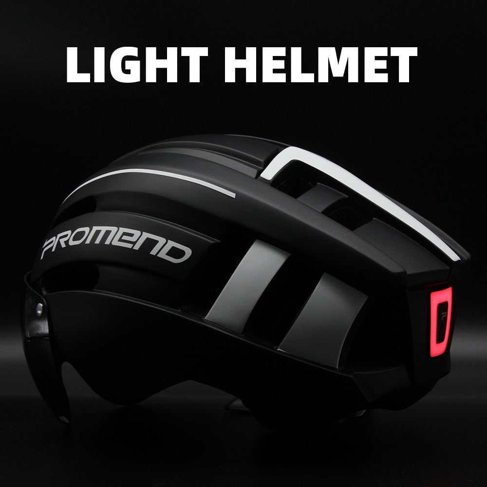 Casco de bicicleta luz LED recargable, ajustable moldeado integralmente.